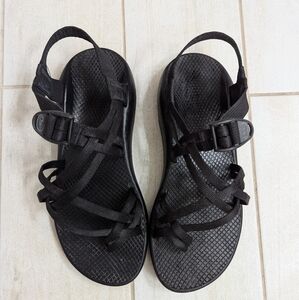 Chaco Black Sport Sandals with Adjustable Straps and Textured Sole
